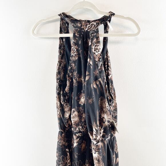 Free People Katerina Halter Tie Sleeveless Floral Mini Dress Black Small - Picture 7 of 12